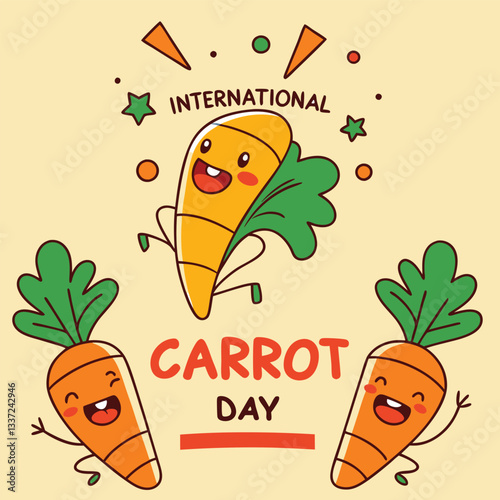 International Carrot Day poster, flat vector illustration