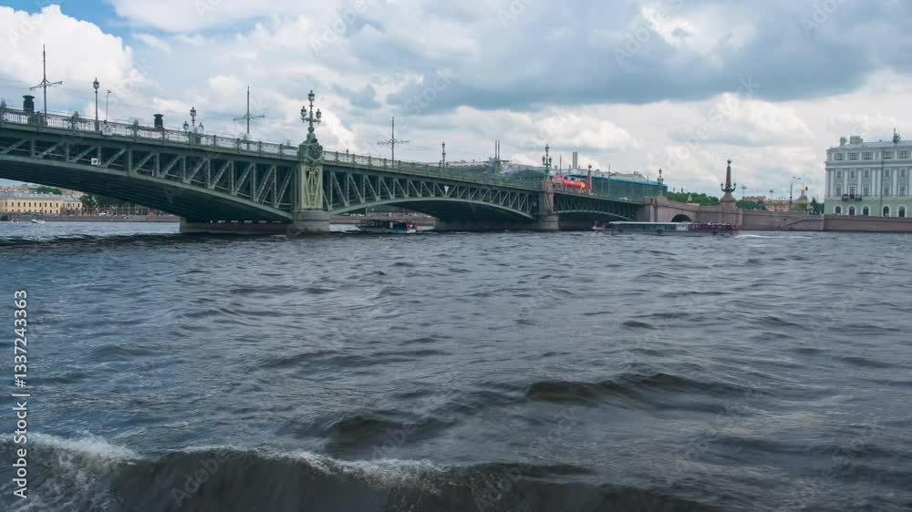 Trinity Bridge over the Neva River in Saint Petersburg Trinity Bridge over the Neva River in Saint Petersburg