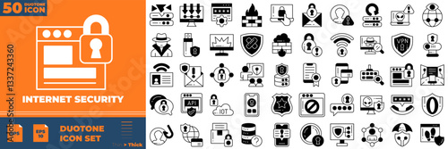 Internet Security Duotone Editable Icons set