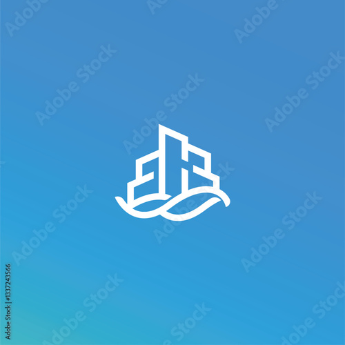 Modern BCB initial logo with beach wave elements, perfect for construction, architecture, and coastal businesses. Clean, professional design ideal for branding and real estate companies. Buy this vers