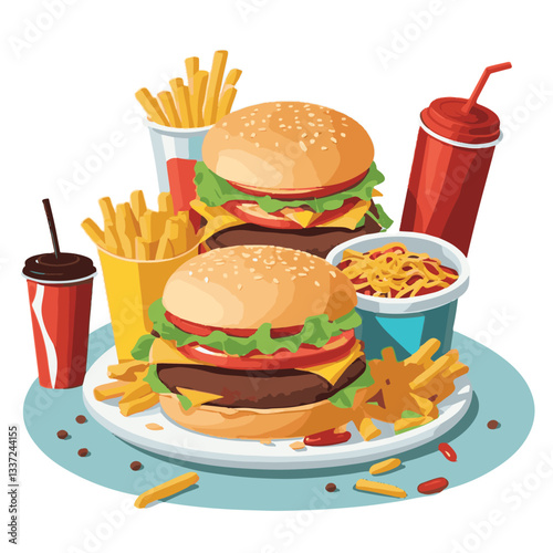 fastfood, fast, snack, meal, food, lunch, burger, dinner, background, delicious, meat, american, menu, unhealthy, restaurant, isolated, cheeseburger, junk, set, hamburger, fat, sandwich, tasty, eat, c