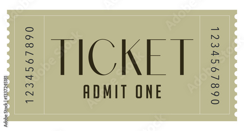 Green Ticket, Vintage ticket, Admit one ticket