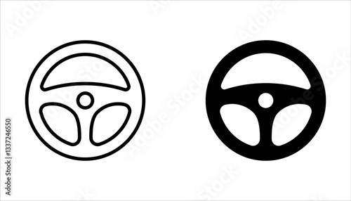 Steering wheel icon set, Car wheel vector icon, Car automobile steering wheels on white background