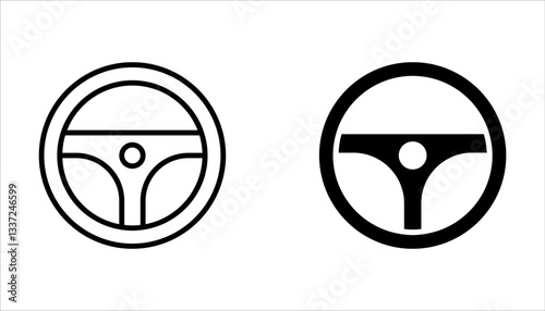 Steering wheel icon set, Car wheel vector icon, Car automobile steering wheels on white background