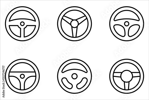 Steering wheel icon set, Car wheel vector icon, Car automobile steering wheels on white background