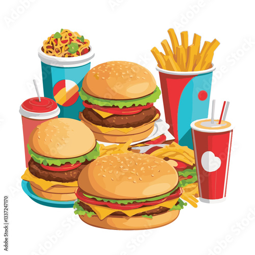 fastfood, fast, snack, meal, food, lunch, burger, dinner, background, delicious, meat, american, menu, unhealthy, restaurant, isolated, cheeseburger, junk, set, hamburger, fat, sandwich, tasty, eat, c