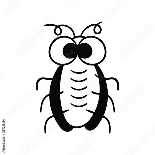 Cockroach glyph doodle icon with white background vector stock illustration