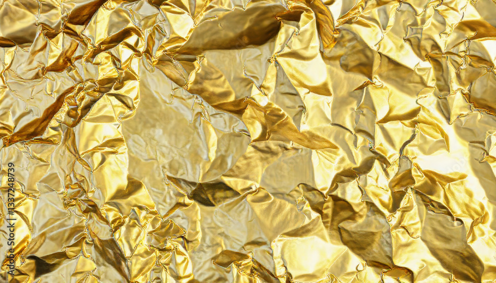 Crumpled Gold Foil Texture with Reflective Surface for Background Crumpled Gold Foil Texture with Reflective Surface for Background