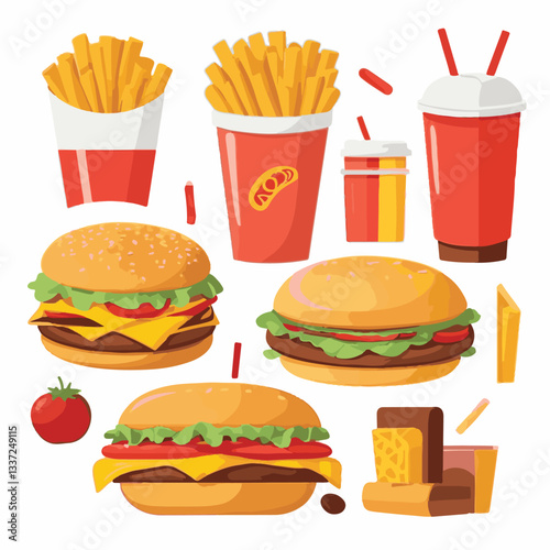 fastfood, fast, snack, meal, food, lunch, burger, dinner, background, delicious, meat, american, menu, unhealthy, restaurant, isolated, cheeseburger, junk, set, hamburger, fat, sandwich, tasty, eat, c