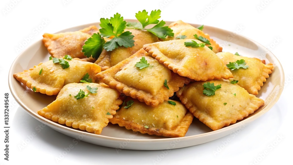 Fototapeta premium Fried Swabian Ravioli on a White Background
