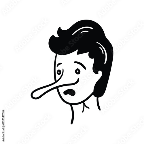 Liar glyph doodle icon with white background vector stock illustration