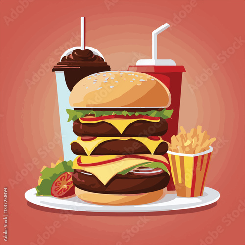 fastfood, fast, snack, meal, food, lunch, burger, dinner, background, delicious, meat, american, menu, unhealthy, restaurant, isolated, cheeseburger, junk, set, hamburger, fat, sandwich, tasty, eat, c