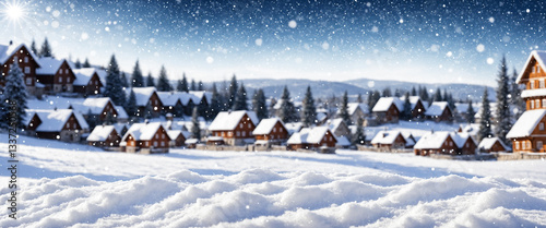 snowy winter village with w...