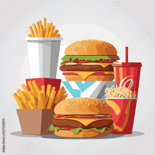 fastfood, fast, snack, meal, food, lunch, burger, dinner, background, delicious, meat, american, menu, unhealthy, restaurant, isolated, cheeseburger, junk, set, hamburger, fat, sandwich, tasty, eat, c