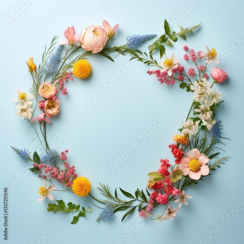 Floral frame midsummer flower pattern nature.