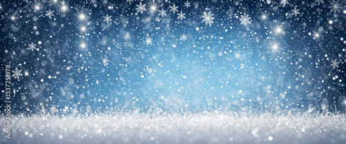 Wallpaper Mural snowy winter background with snowflakes and glitter, a festive scene with a blue gradient Torontodigital.ca