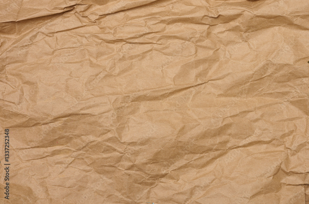 Obraz premium Crumpled brown paper, full frame