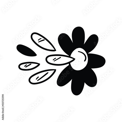 Squirt flower glyph doodle icon with white background vector stock illustration