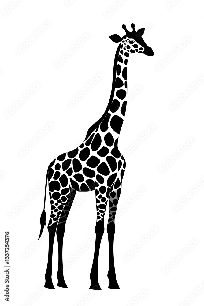 Obraz premium Realistic Standing Giraffe isolated on white background