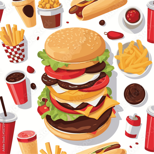 fastfood, fast, snack, meal, food, lunch, burger, dinner, background, delicious, meat, american, menu, unhealthy, restaurant, isolated, cheeseburger, junk, set, hamburger, fat, sandwich, tasty, eat, c