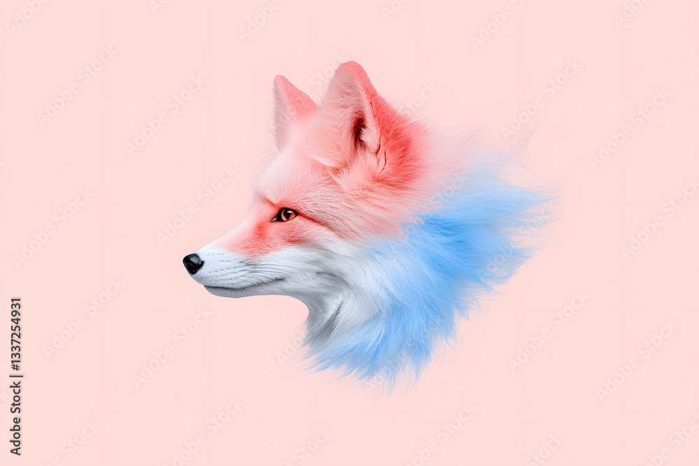 Fototapeta premium Abstract watercolor red fox face design isolated on white background