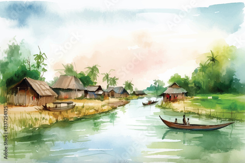 watercolor vector background with nature | hand-painted wall mate