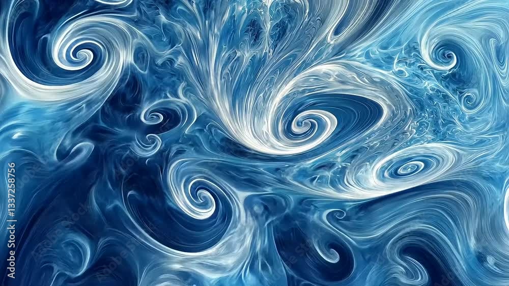 Abstract swirling blue and white patterns resembling ocean waves, creating a dynamic visual effect Abstract swirling blue and white patterns resembling ocean waves, creating a dynamic visual effect