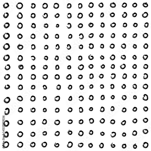 black and white dry brush seamless pattern with small rounds
