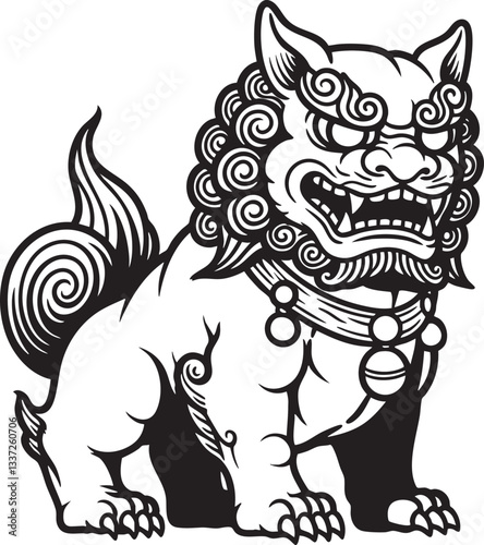 Komainu LionDog Guardian Vector Illustration