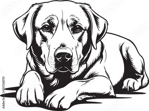 Labrador Retriever Vector Outline Dog Breed Clipart