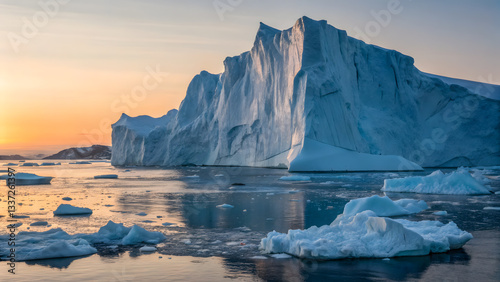 Wallpaper Mural Arctic meltdown Majestic arctic landscape, showcasing stunning glacier sunset, reflecting water Torontodigital.ca