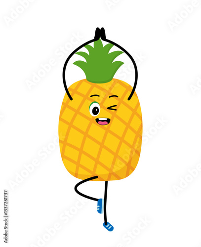 A cute, strong Avocado. The concept of classes in the gym with the image of Avocado, health, fitness. Vector illustration in flat style.
