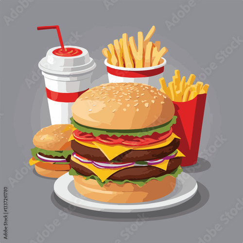 fastfood, fast, snack, meal, food, lunch, burger, dinner, background, delicious, meat, american, menu, unhealthy, restaurant, isolated, cheeseburger, junk, set, hamburger, fat, sandwich, tasty, eat, c