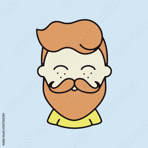 Bearded man's face vector icon. Hipster character