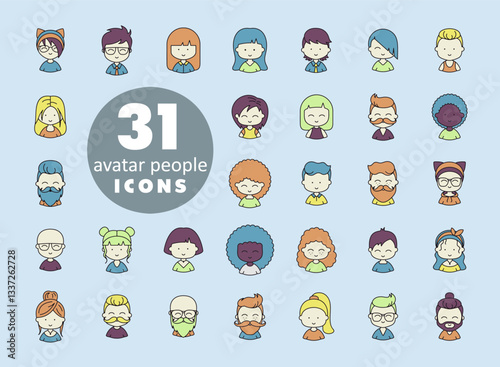 Set of avatar related vector icons