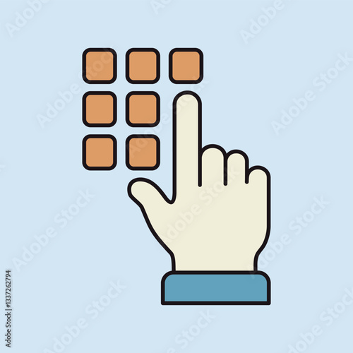Hand finger entering pin code icon