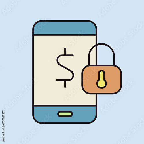 Mobile banking vector icon. Save funds symbol
