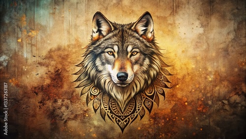 Raw Tribal Wolf Symbol: Minimalist Artistic Wildlife Design