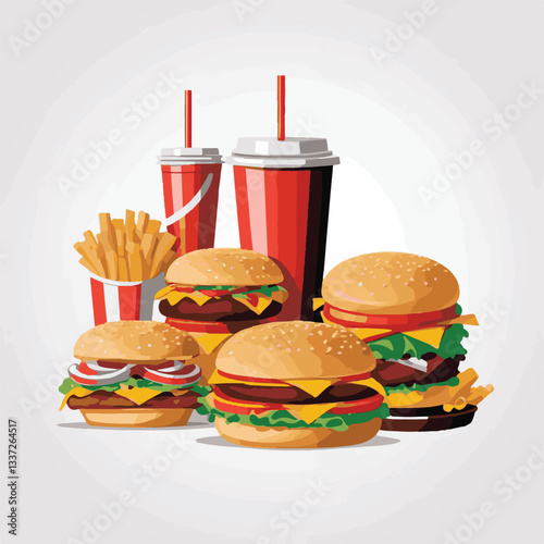 fastfood, fast, snack, meal, food, lunch, burger, dinner, background, delicious, meat, american, menu, unhealthy, restaurant, isolated, cheeseburger, junk, set, hamburger, fat, sandwich, tasty, eat, c