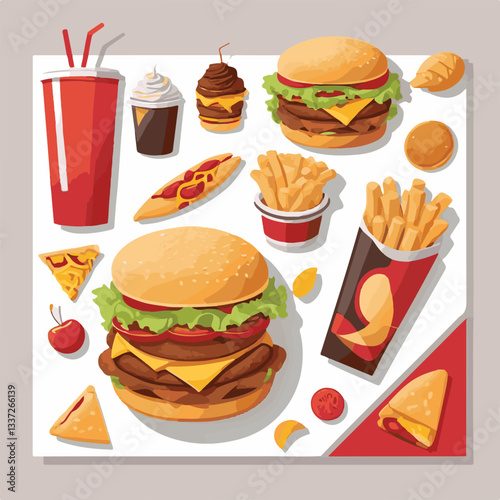 fastfood, fast, snack, meal, food, lunch, burger, dinner, background, delicious, meat, american, menu, unhealthy, restaurant, isolated, cheeseburger, junk, set, hamburger, fat, sandwich, tasty, eat, c