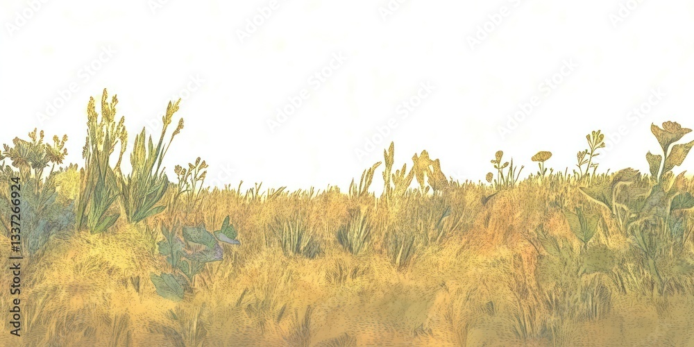 Fototapeta premium Meadow landscape illustration nature.