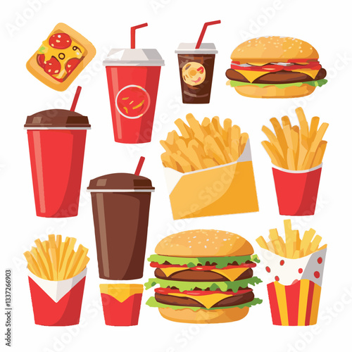 fastfood, fast, snack, meal, food, lunch, burger, dinner, background, delicious, meat, american, menu, unhealthy, restaurant, isolated, cheeseburger, junk, set, hamburger, fat, sandwich, tasty, eat, c