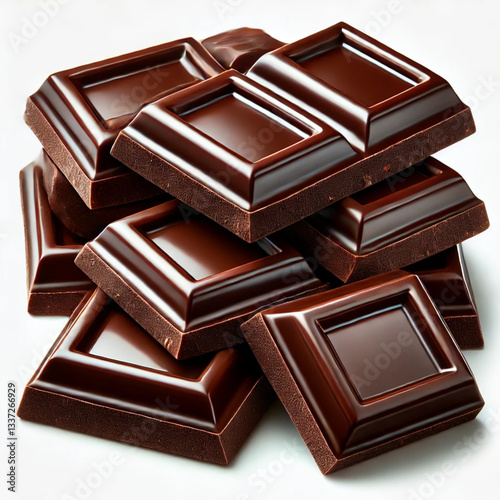 chocolate pieces isolated on white background