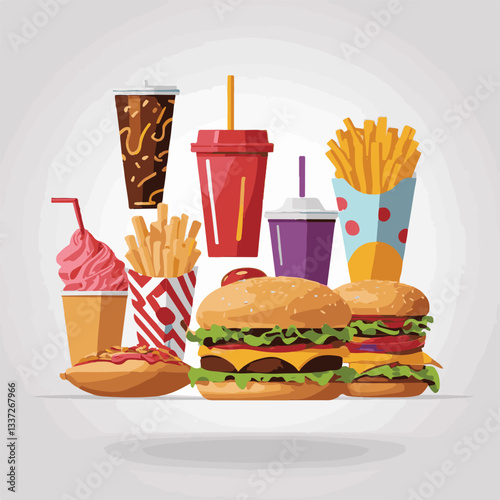 fastfood, fast, snack, meal, food, lunch, burger, dinner, background, delicious, meat, american, menu, unhealthy, restaurant, isolated, cheeseburger, junk, set, hamburger, fat, sandwich, tasty, eat, c