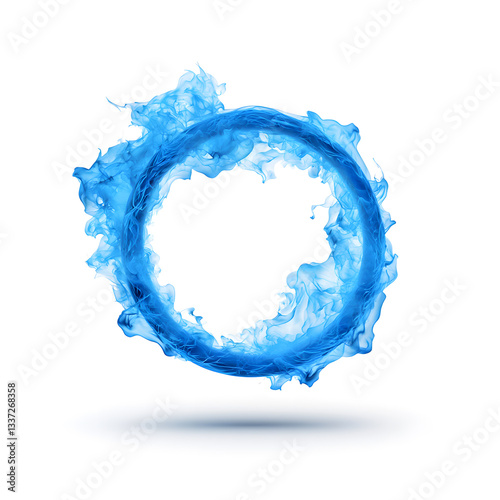 Blue Energy Circle Flows Isolated, isolated on white background