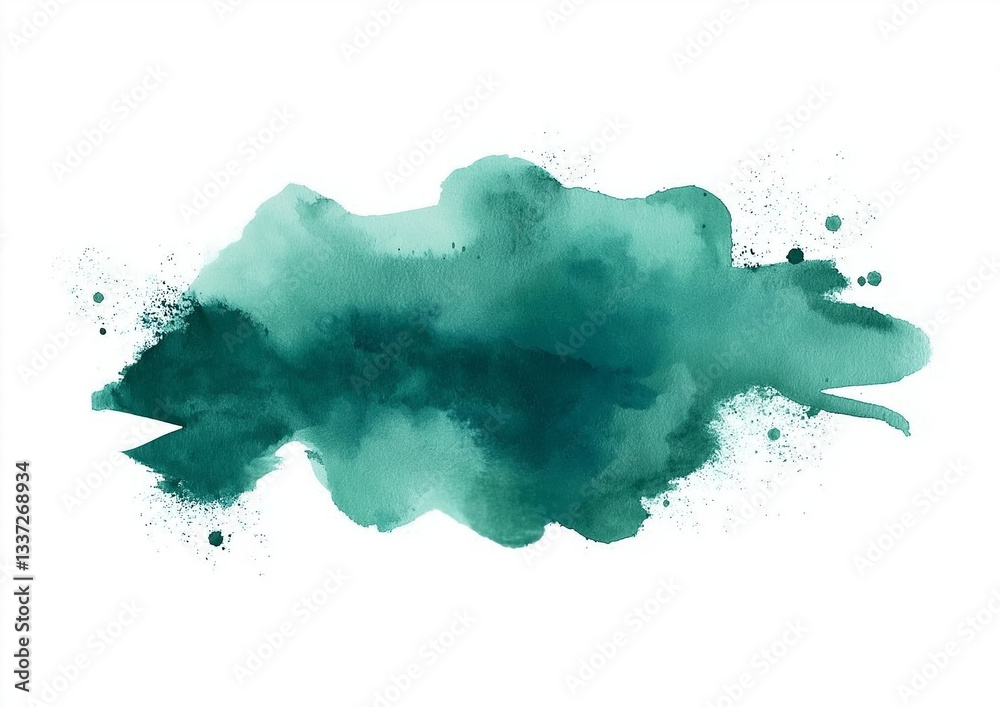 Obraz premium Watercolor Teal & Blue-Green Abstract Background – High-Resolution Vector with Soft Color, Isolated on White for Creative & Professional Design Use
