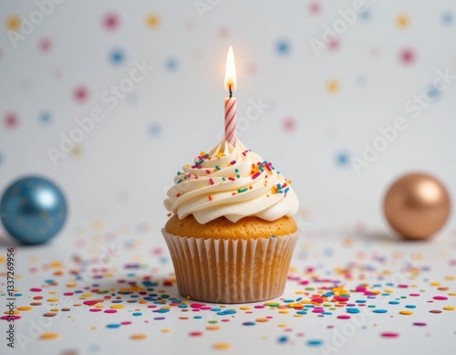 birthday cupcake with candles