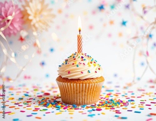 birthday cupcake with candles