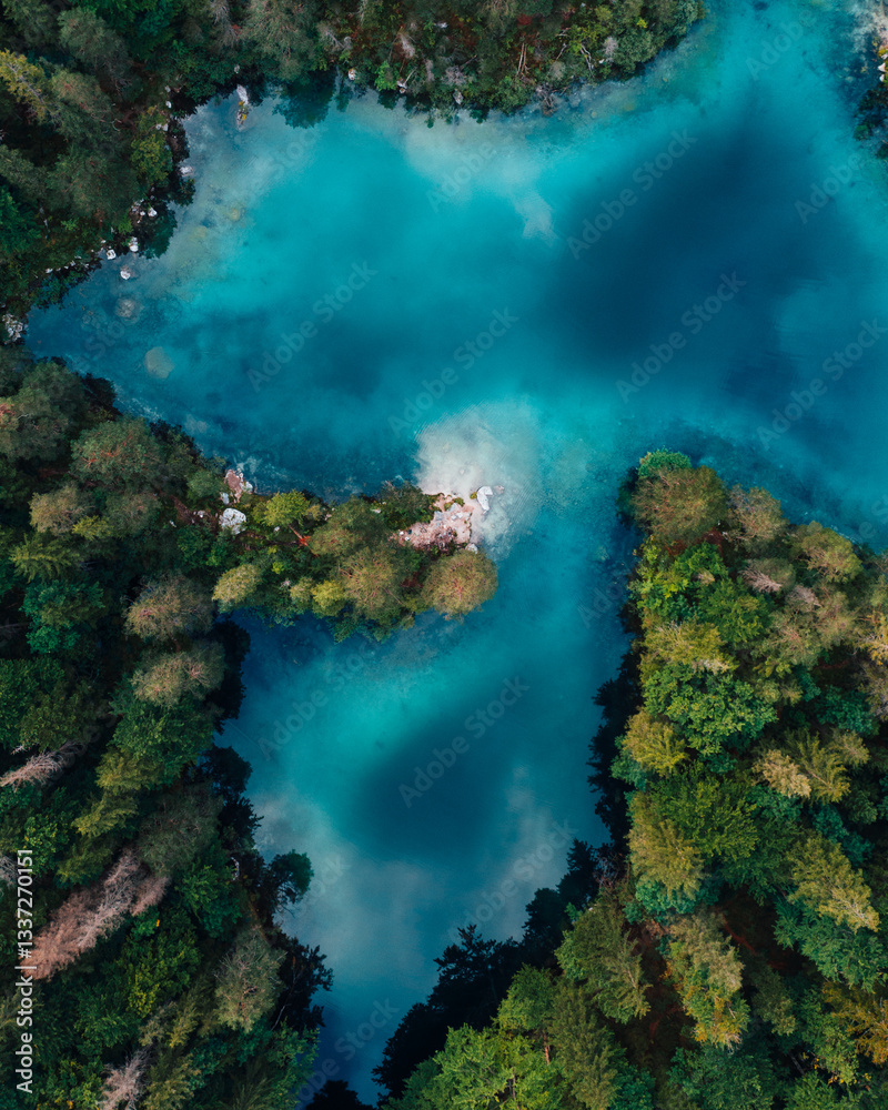 Fototapeta premium Eibsee in bavaria by drone - the caribbean of bavaria