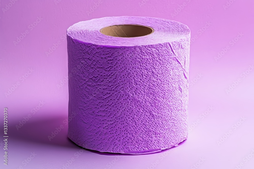 A purple paper roll is unrolling on a lavender background A purple paper roll is unrolling on a lavender background